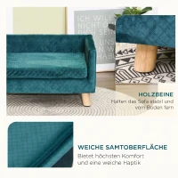 PawHut Hundesofa Hundebett Hundecouch aus Samt mit Rückenlehne, Holzbeine, Kissen, bis zu 8 kg 64 x 45 x 36 cm Blau(m-5)