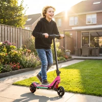 SPORTNOW Electric Scooter for Kids, Foldable E Scooter for Age Age 6+ with LED Display, RGB lights, Up to 16km/h, Pink(m-10)