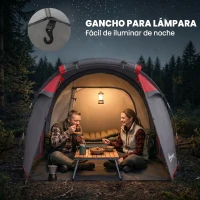 Outsunny Tienda de Campaña Familiar 2 Personas Plegable Impermeable a Prueba de UV 20+ con Vestíbulo 426x206x154 cm Gris Oscuro(m-6)