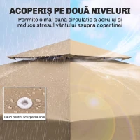 Outsunny Acoperiș de Rezervă pentru pavilion de Grădină Pânză de Rezervă pentru pavilion tonel Tendă 3 x 3 m Bej(m-4)