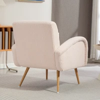 HOMCOM Fotoliu Modern pentru Living din Material Teddy cu Pernă Lombară Detasabilă, 77x77x83 cm, Bej(m-8)