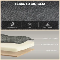 HOMCOM Divano 2 Posti in Ciniglia con Seduta Ampia, Imbottitura Spessa, 2 Cuscini, Gambe in Legno Caucciù, Grigio(m-4)