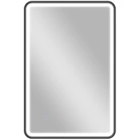 HOMCOM 90 x 60 cm LED-Badezimmerspiegel, Lichter, 3 Farben, dimmbar, Memory-Funktion, horizontal und vertikal, Schwarz(m-1)