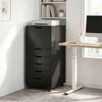 HOMCOM Mueble Archivador para Impresora con 5 Cajones y Ruedas 48x40x100 cm Negro(m-4)