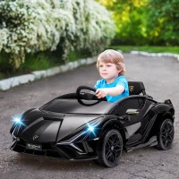 HOMCOM Lamborghini Sian Licensed Electric Car for Kids, 12V Kids Electric Ride on Car with Dual Motors, Remote Control, Black(m-14)