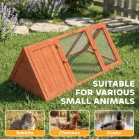 PawHut Rabbit Hutch, Wooden Guinea Pig Hutch with Run and Doors, Outdoor Triangle Bunny House for Rabbits,Duck and Chicken(m-7)