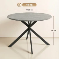 HOMCOM Runder Esstisch für 4 Personen, Küchentisch im Industriestil mit Stahlbeinen, für Esszimmer, Küche, Grau(m-3)