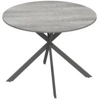 HOMCOM Runder Esstisch für 4 Personen, Küchentisch im Industriestil mit Stahlbeinen, für Esszimmer, Küche, Grau(m-1)