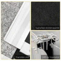 HOMCOM Rampă portabilă pliabilă pentru scaun cu rotile, 91x72 cm, din aluminiu, 270 kg, argintie(m-5)