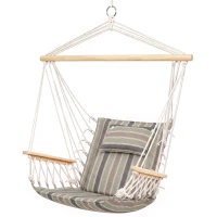 Outsunny Silla Colgante Estampado Rayas Hamaca con Cojín Reposacabezas para Interior Exterior 100x106 cm Carga Máx. 100 kg(m-1)