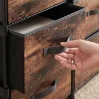 HOMCOM Cajonera 8 Cajones Mueble Metálico para Dormitorio Marrón Rústico(m-8)