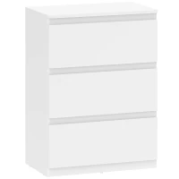 HOMCOM Kommode mit 3 Schubladen, Moderne Aufbewahrungsmöbel für das Schlafzimmer, Weiß(m-1)