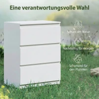 HOMCOM Kommode mit 3 Schubladen, Moderne Aufbewahrungsmöbel für das Schlafzimmer, Weiß(m-6)