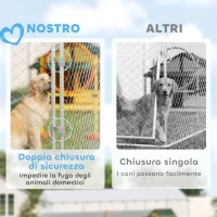 PawHut Recinto per Cani da Esterno con Rete Zincata e Serratura, in Acciaio e Tessuto Oxford, 6x2.3x2 m, Argento(m-7)
