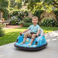 AIYAPLAY Autoscooter, 360° Rotation, 2 km/h Geschwindigkeit, Sicherheitsgurt, LED-Lichter, Musik und Hupe, Blau(m-9)