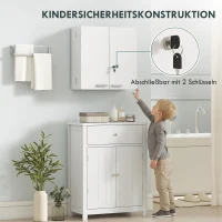 HOMCOM Medizinschrank abschließbar 2-türig Hängend Medikamentenschrank mit 11 Fächer 2 Schlüssel, 53 x 20 x 53 cm, Weiß(m-5)