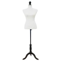 HOMCOM Mannequin-Torso, Kleiderpuppe, Schaufensterpuppe, Schaumstoff, Holz, Metall, Weiß(m-11)