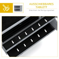 PawHut Hasenstall Kaninchenstall aus Holz mit 2 Etagen Asphaltdach Bodenwanne Türen für Kleintiere 136,4 x 50 x 93 cm Grau(m-6)