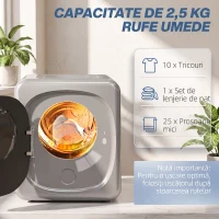 HOMCOM Uscător de Rufe cu Capacitate de 4kg, cu Temporizator, Încărcare Frontală, Argintiu(m-5)