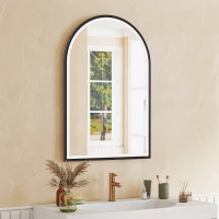 HOMCOM LED Badezimmerspiegel 60 x 90 cm mit Beleuchtung, Front- & Rückbeleuchtung, Memory-Funktion, Touch-Schalter, Schwarz(m-9)
