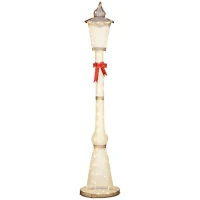 Outsunny 2,15 m beleuchteter Laternenpfahl, 155 LEDs, Outdoor-Weihnachtslaterne, Rote Schleife, wasserfest, für Garten, Terrasse(m-12)