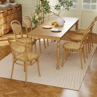HOMCOM Covor Modern Antiderapant din Poliester și Bumbac cu Design Liniar, pentru Living, Dormitor, Crem(m-7)