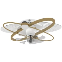 HOMCOM Ceiling Fan with Light and Remote, 3 Colour Temperatures, LED Mount Ceiling Fan Light for Bedroom, Gold Tone(m-1)