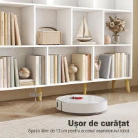 HOMCOM Bibliotecă cu 10 Cuburi, 3 Polițe, Picioare din Lemn Masiv, Alb cu Efect de Lemn, Albă(m-6)