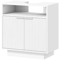 HOMCOM Mueble bajo Lavabo con 2 Puertas Acanaladas y Compartimento Abierto para Lavabo sin Pedestal 60x33x63 cm Blanco(m-11)