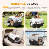 PawHut Plastic Pet Carrier Hard Shell Dog Cat Carrier Max 4 KG Steel Door Feed Bowl Secure Lock 49 x 32 x 31 cm(m-4)