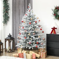 HOMCOM Künstlicher Weihnachtsbaum 180 cm künstlich Tannenbaum mit Schnee, 1976 Spitzen für drinnen(m-10)