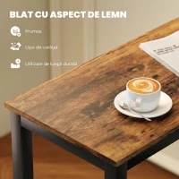HOMCOM Masă Bar Rectangulară Înaltă, Masă de Bucătărie Înalta cu Structură din Oțel, Negru(m-6)