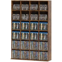 HOMCOM CD Storage Unit with Adjustable Shelves, 89 x 130.5 cm, Rustic Brown(m-10)