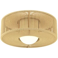 HOMCOM Deckenleuchte, Boho-Deckenlampe Hängend mit G9 LED Fassung, Lampenschirm aus Hanfseil Rund(m-11)