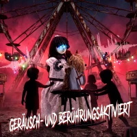 HOMCOM Animiertes Halloween-Mädchen auf Schaukelpferd mit gruseligen Reimen, leuchtenden Augen und Sound-/Touch-Aktivierung(m-5)