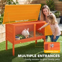 PawHut Wooden Rabbit Hutch, Guinea Pig Hutch with Asphalt Roof, Outdoor Elevated Bunny House for Rabbits, Chinchillas(m-5)
