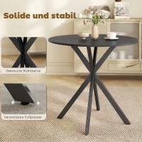 HOMCOM Runder Küchentisch, 80 cm, kompakte Tischplatte, Spanplatte, Metall, Schwarz(m-6)