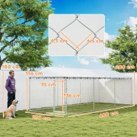 PawHut Recinto per Cani da Esterno con Rete Zincata e Serratura, in Acciaio e Tessuto Oxford, 6x2.3x2 m, Argento(m-3)