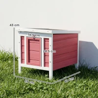 PawHut Wooden Rabbit Hutch 51 x 42 x 43 cm, Red(m-3)