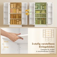 HOMCOM 159 cm Küchenschrank, verstellbare Regale, 2 Schublade, für Küche, Esszimmer, Spanplatte, MDF, Weiß(m-5)