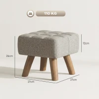 HOMCOM Linen-Look Square Padded Footstool - Light Brown(m-3)