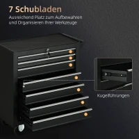 DURHAND Werkzeugwagen, 2 kleine & 5 große Schubladen, Stahl, bis 150 kg, 69 x 33 x 75 cm, Rot(m-4)