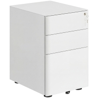 Vinsetto Rollcontainer mit 3 Schubladen mobiler Aktenschrank mit Rollen abschließbar Büroschrank mit Hängeregistratur Stiftfach, Bürocontainer für Büro, Homeoffice, 39 x 48 x 59 cm Weiß