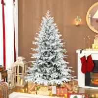 HOMCOM Künstlicher Weihnachtsbaum, 180cm Christbaum mit Schnee, 1815 Zweigen, klappbarem Metallständer(m-2)