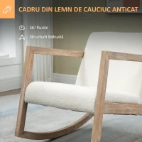 HOMCOM Scaun Balansoar cu Pernuțe pentru Scaun și Spătar, din Lemn, Pluș și Spumă, 60x76x77 cm, Crem(m-6)