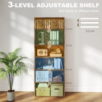 HOMCOM Six Shelf Bookcase - Rustic Brown(m-5)
