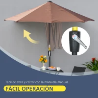 Outsunny Parasol de Terraza 200x190x240 cm con Manivela Poste de Acero y Base Cruzada Anti-UV para Terraza Balcón Café(m-5)
