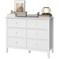 HOMCOM Kommode Sideboard mit 6 Schubladen Moderner Aufbewahrungsschrank für Wohnzimmer Schlafzimmer Flur 100 x 40 x 78 cm Weiß(m-11)