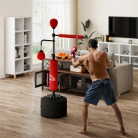 HOMCOM 4-in-1 freistehender Boxsack-Ständer, 160-230 cm höhenverstellbar, Rot(m-10)