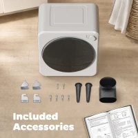 HOMCOM Sèche-linge à évacuation portable 2,5 Kg, sèche-linge électrique 400/800 W, 5 modes de séchage, 48 x 44 x 57 cm, blanc(m-8)